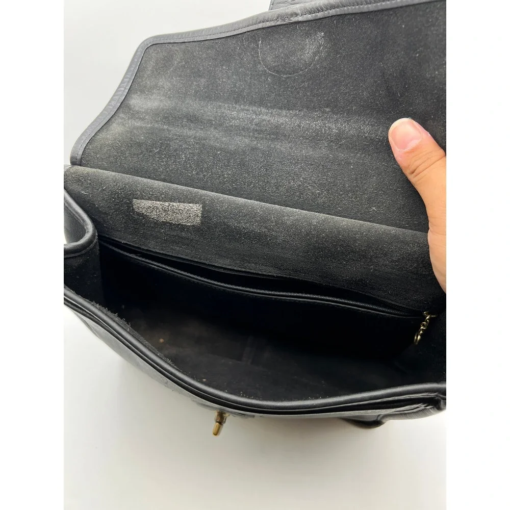 VTG Coach Black Leather Briefcase Messenger Bag Turnlock Brass Hardware G13 9927